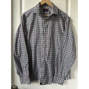 UNTUCKit Shirt Mens Large Plaid Button Down Red Blue White Wrinkle Free Cotton
